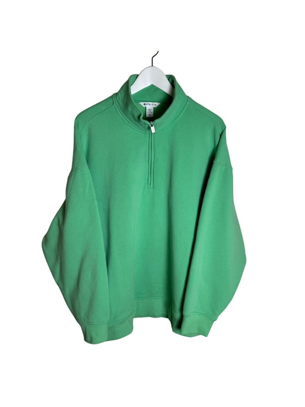 Athleta Mint Green Forever Fleece 1/4 Zip Collared Sweatshirt, Size XL